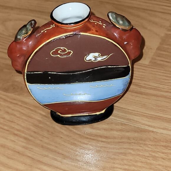 Vtg Satsuma Japanese Geisha Hand-Painted Ceramic Miniature Vase Japan - Picture 4 of 6